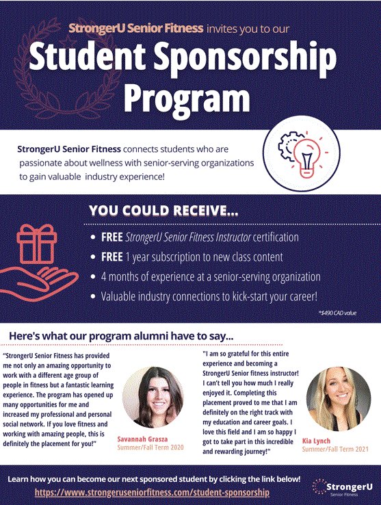 StrongerU Senior Fitness invites you to their Student Sponsorship Program. Applications open today and close on June 5th. 

strongeruseniorfitness.com/student-sponso…