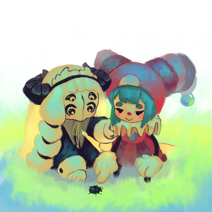 a marshmallow, a clown, and a beetle walk into a field 