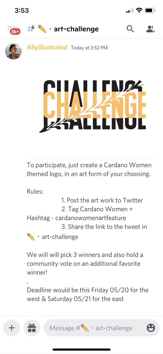 CardanoWomen's tweet photo. Hoping the day favors you ALL well.

We took notice of the calendar to realize it is #NationalDrawingDay -
So we ask YOU amazing folks to join us in an #artcontest to celebrate.

To participate:
Create @CardanoWomen themed logo, in an art form of your choosing.
•
Rules in 🧵 https://t.co/9cshA4OvZh