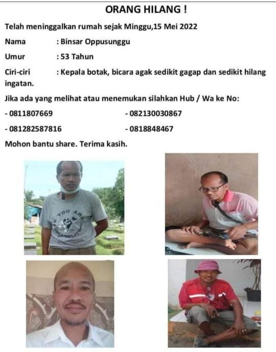 YNDesember's tweet photo. Pagi teman2 di twitter, minta tolong di share bila ada yg melihat/ menemukan Bapak Binsar, 🙏🙏 https://t.co/qhyENMGXBa