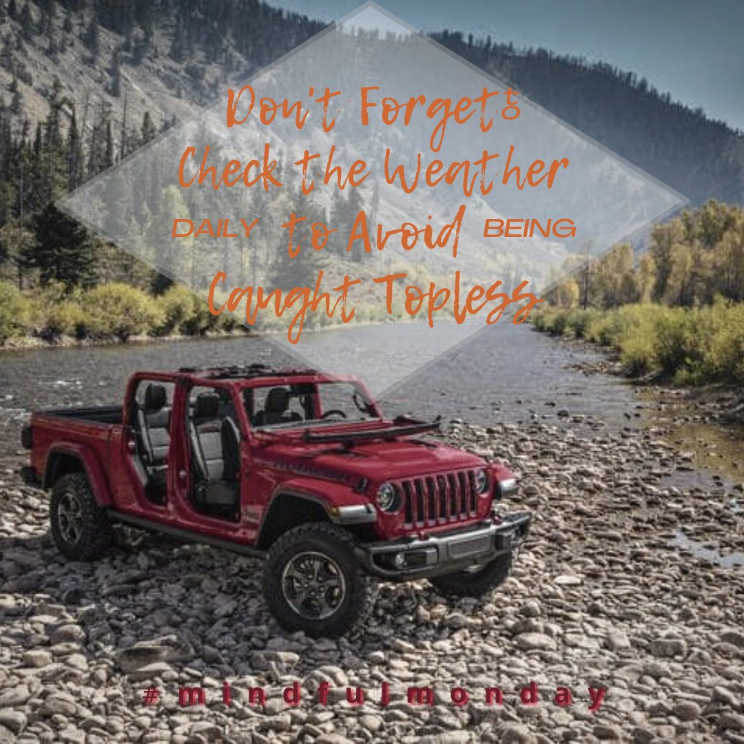 Here in Upstate NY, where our main office is located, we are expecting some pretty nasty storms today. Due to that reason, we figured we would remind everyone to check the weather before leaving with no top!

#toplesslife #jeeplife #jeep #jeepwrangler #jeepgladiator #topless #jw