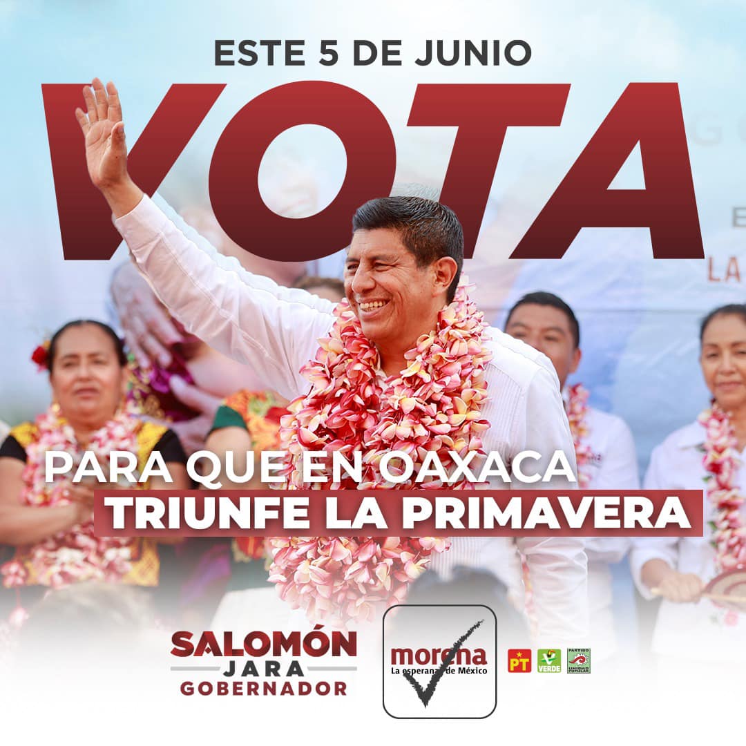 con_salomon's tweet photo. l 5 de junio quedará marcado en la historia de #Oaxaca como la fecha en la que nuestro pueblo tomó el futuro en sus manos y dejó atrás los gobiernos de la corrupción. Salgamos a votar con determinación.
#LosTrabajadoresDeLaEducaciónEstamosConSalomón https://t.co/TEgiXkAwqN