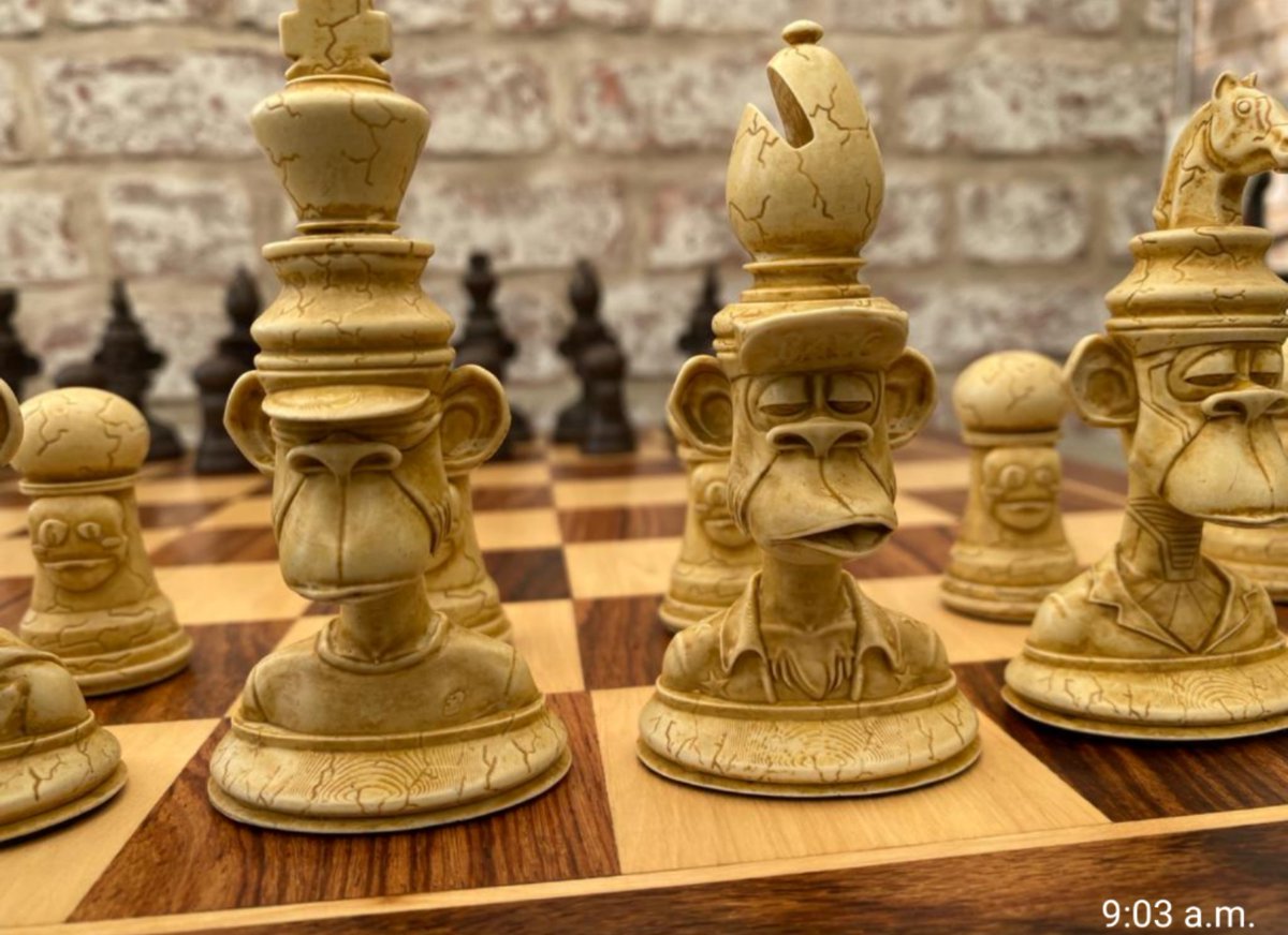 3987 is being immortalized as a chess piece in the <a href="/GolemZGuard/">Golemz Guard</a> ape chess set! ♟️

Only 399 sets are being produced with a mint on 5/20 for 0.16 ETH 🪄

They gave me 3X whitelist spots to give away 🎁

- Follow me &amp; <a href="/GolemZGuard/">Golemz Guard</a> 
- Like &amp; RT
- Tag a friend or two who likes chess!