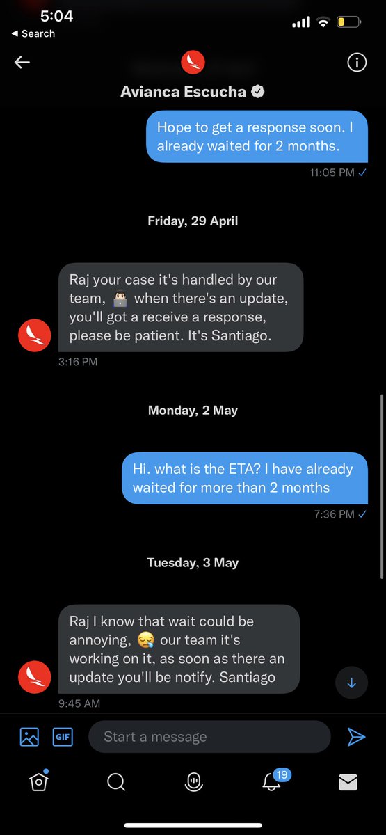 jonahvelor's tweet photo. @AviancaCAM @AviancaNAM raised a refund request Feb3rd week.this is how avianca analyses a single ticket for almost 3months. it's every passengers right to get the refund when the cancellation is done within 24hours of booking. never book your tickets with them. they took my 700$ https://t.co/Ki0wVC1Ei3