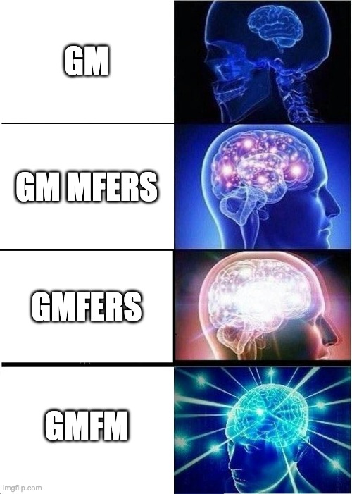 JpegsWill's tweet photo. gmfm = gm + mfers + fam (all in 4 letters 🤯) https://t.co/zLCmQTrWWu