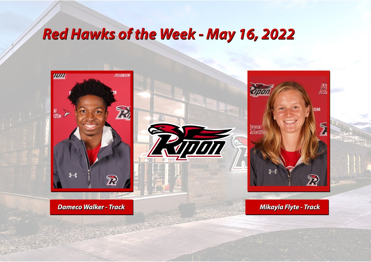 RiponRedHawks's tweet photo. This week's #RedHawksoftheWeek are Dameco Walker (@RiponTrackXC) and Mikayla Flyte (@RiponTrackXC). Read more about their performances here: https://t.co/lze2xOozIW #d3tf #ROW #congrats @RiponSports @BDAthletics42 https://t.co/ys8uFLrEVP