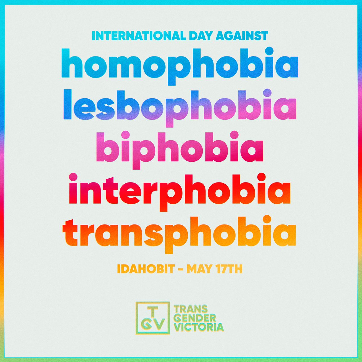 Today, May 17 is observed in many countries around the world as IDAHOBIT!

Today is a reminder that together, we are powerful: we can enact change every day to improve the world. Every day in every way, let's fight against injustice and inequality.