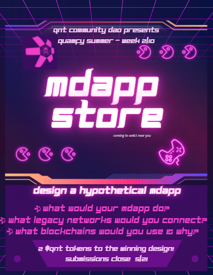 Threetoesloth1's tweet photo. 🔥 $QNT Giveaway - Week 2/10 🔥

Deisgn your own mdapp!

Quant's technology allows you to utilize all blockchain &amp; legacy networks, creating a sandbox of infinite possibilities!

What would you build? What would you connect &amp; why?

Designs will be community judged, see details 👇 https://t.co/oU9FfMimpp