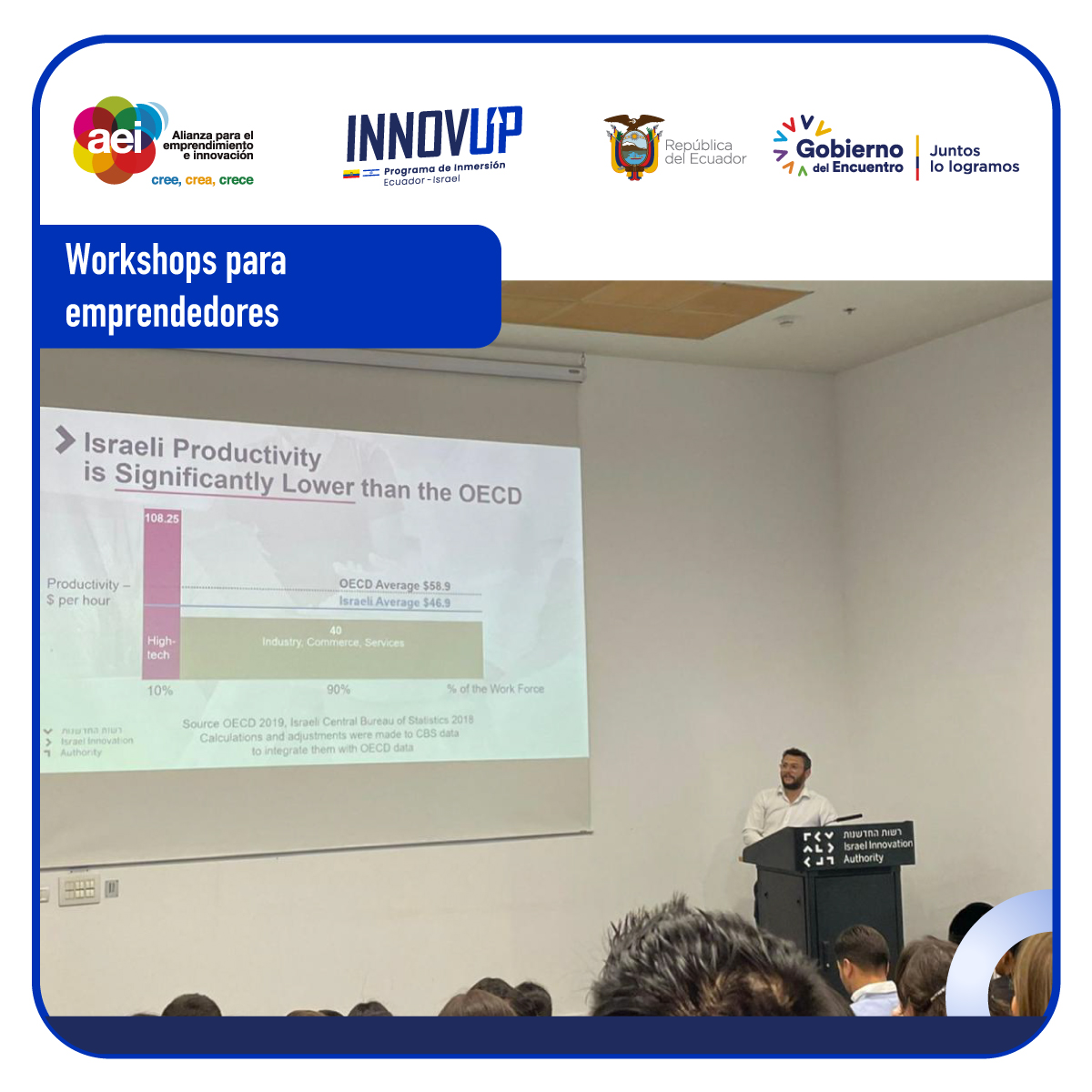 aeiecuador's tweet photo. Agradecemos al ex administrador de portafolio de inversiones de @OurCrowd. A Alan Hofman, autoridad de #innovación de Israel, y a #Biohouse. https://t.co/cUukkNuuP4