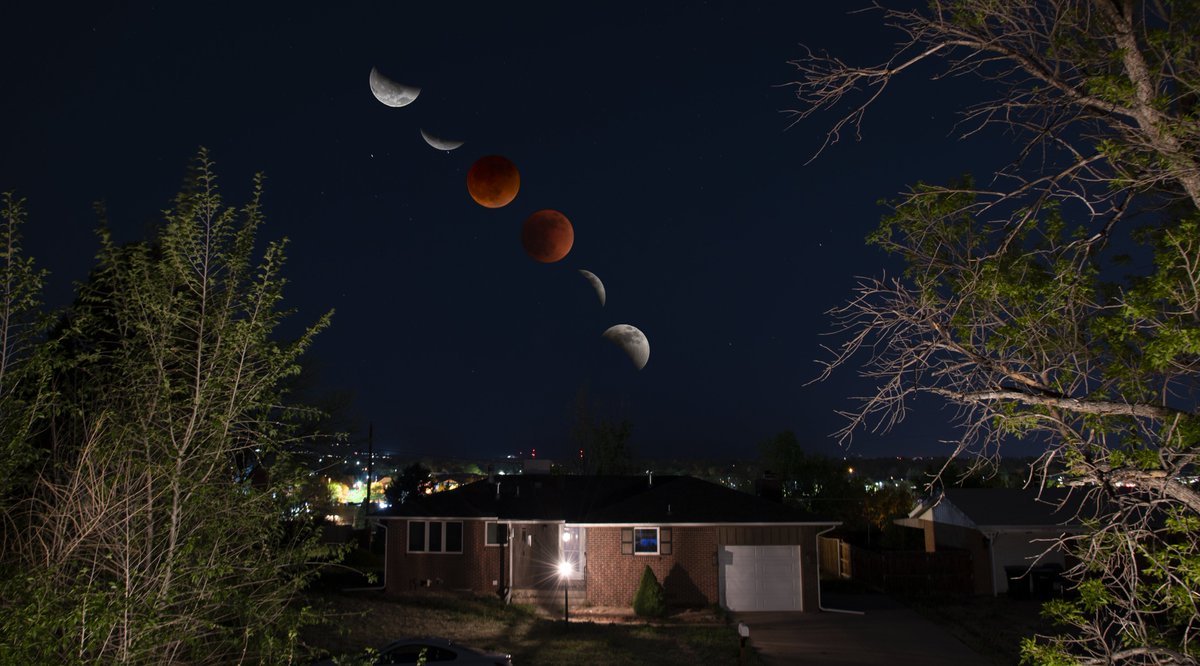 CReppWx's tweet photo. Last night's lunar eclipse sequence from my roof in north Arvada #9wx https://t.co/TYGW0Nis32