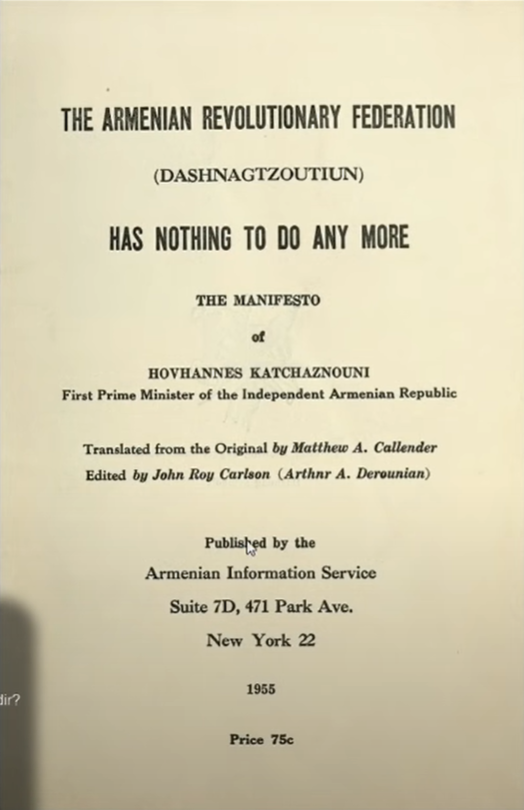 Oloriiinn's tweet photo. @AshblakeNJ @saamiam1 @briantylercohen @AP Not just me also Hovhannes Katchaznouni first Prime Minister of the First Republic of Armenia says; Turks did not genocide. This is the book if you wanna read it. Read and search before you talk https://t.co/5GtgDtMwyz