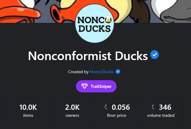 ElDuck58554140's tweet photo. Wohoo great day for our community @noncoducks 

We are verified at @opensea 

Go check out the collection and the other collections within the project https://t.co/3acguKoFTy https://t.co/TZoSgnRZeJ