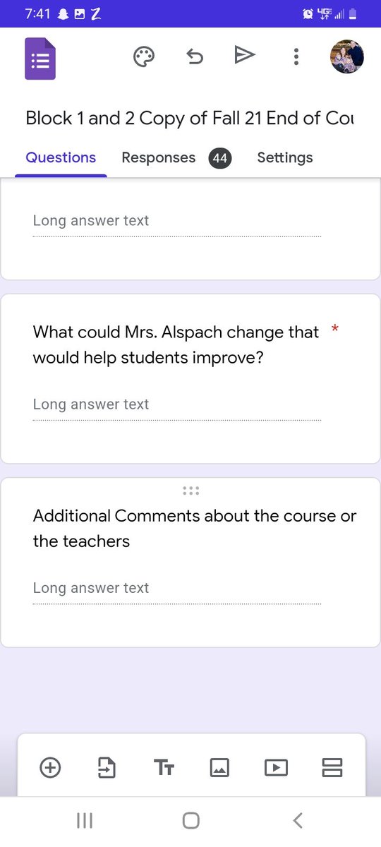 CherylLCAlspach's tweet photo. @kaitlyn_ambrose @teacher2teacher Here are the questions on my End of Course Survey. I've been happy with the responses! https://t.co/qOoY3HAoKU