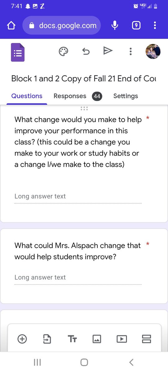 CherylLCAlspach's tweet photo. @kaitlyn_ambrose @teacher2teacher Here are the questions on my End of Course Survey. I've been happy with the responses! https://t.co/qOoY3HAoKU