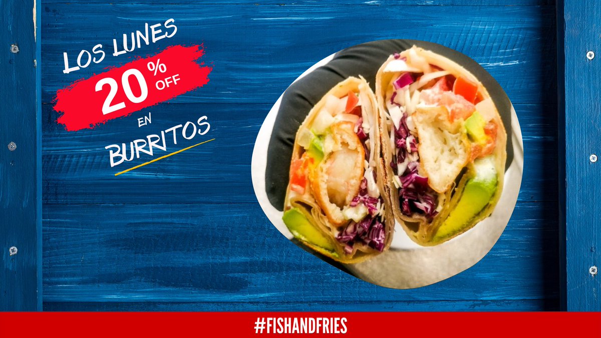 FishandFries_Mx's tweet photo. La mejor manera de acabar con un lunes es con un #burrito🌯
Elige entre pescado y camaron y aprovecha el #LunesdeBurrito https://t.co/hqPwHRsvxH