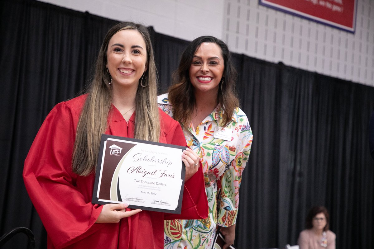 IsupportNEF's tweet photo. NEF Board Member Alba Garza presented three NEF Encouraging Excellence Scholarships in the amount of $2,000.

Congratulations, Nanaafiia Adjei, Abigail Faris and Caleb Lorimor! @NHSTexans https://t.co/SxYNEK4N2F