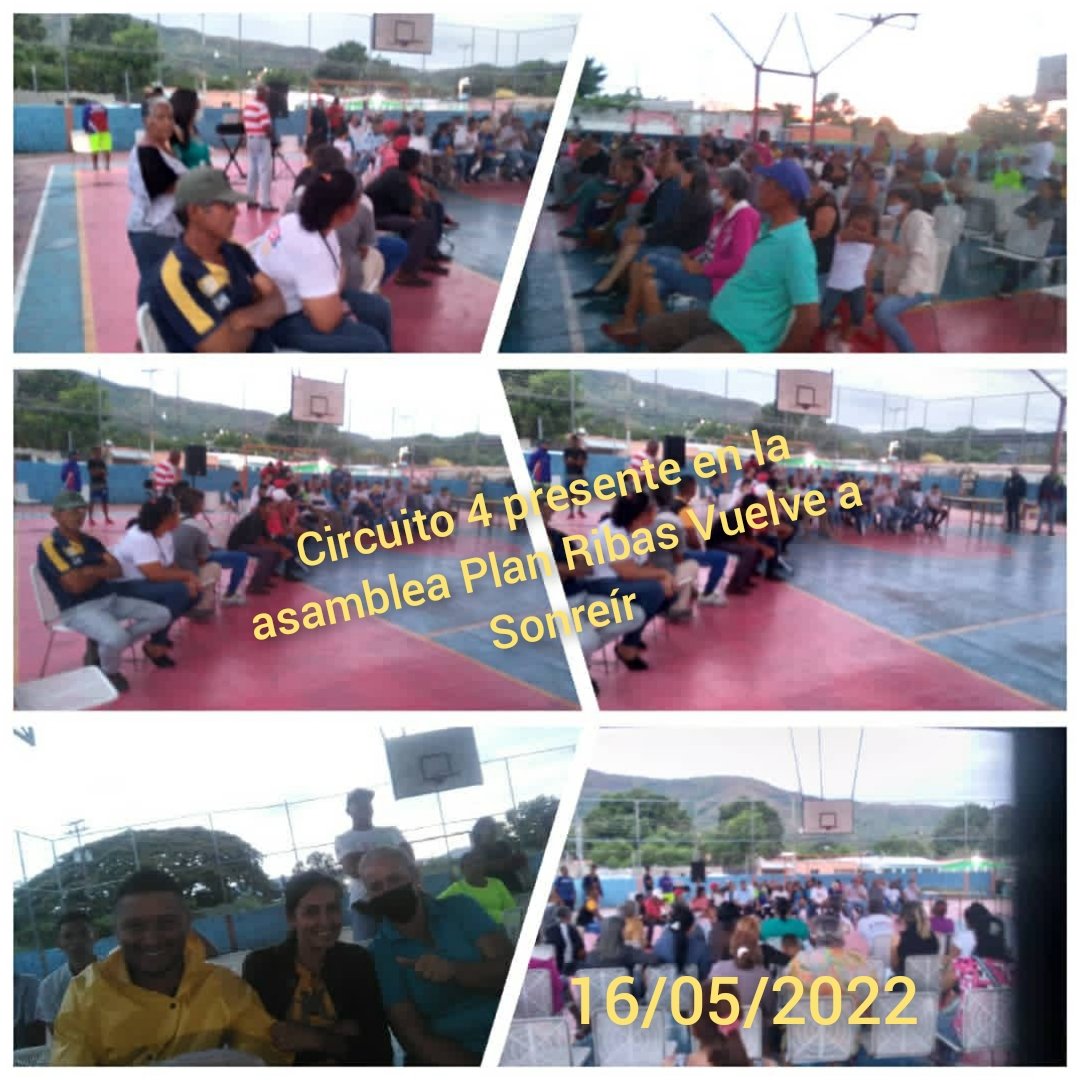 Activados en las asambleas por el Plan Ribas Vuelve a Sonreír gracias a nuestro Alcalde Juan Carlos Sánchez. <a href="/maduro_en/">Nicolás Maduro</a> <a href="/Soykarinacarpio/">Karina Carpio</a> <a href="/juancarlospsuv/">Juan Carlos Sanchez</a> <a href="/_LaAvanzadora/">Yelitze Santaella</a> <a href="/leoalvacabrera/">Prof. Leonardo Alvarado</a> <a href="/MYovao120/">Yobany Marchena</a>