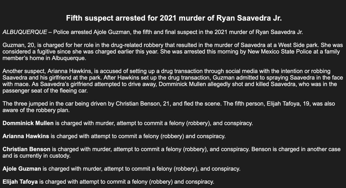 Police arrested Ajole Guzman, the fifth and final suspect in the 2021 murder of Ryan Saavedra Jr.
