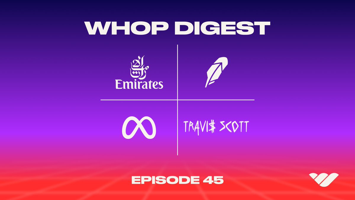 whop's tweet photo. This week's edition of the Whop Weekly Digest is live 🎥

Emirates To Accept BTC, FTX Founder Buys 7.6% Robinhood Stake, FIFA and EA Split, Travis Scott x Nike, and more. Let's dive in!

https://t.co/H6ZFDItZFZ https://t.co/KGuaIKSBqI
