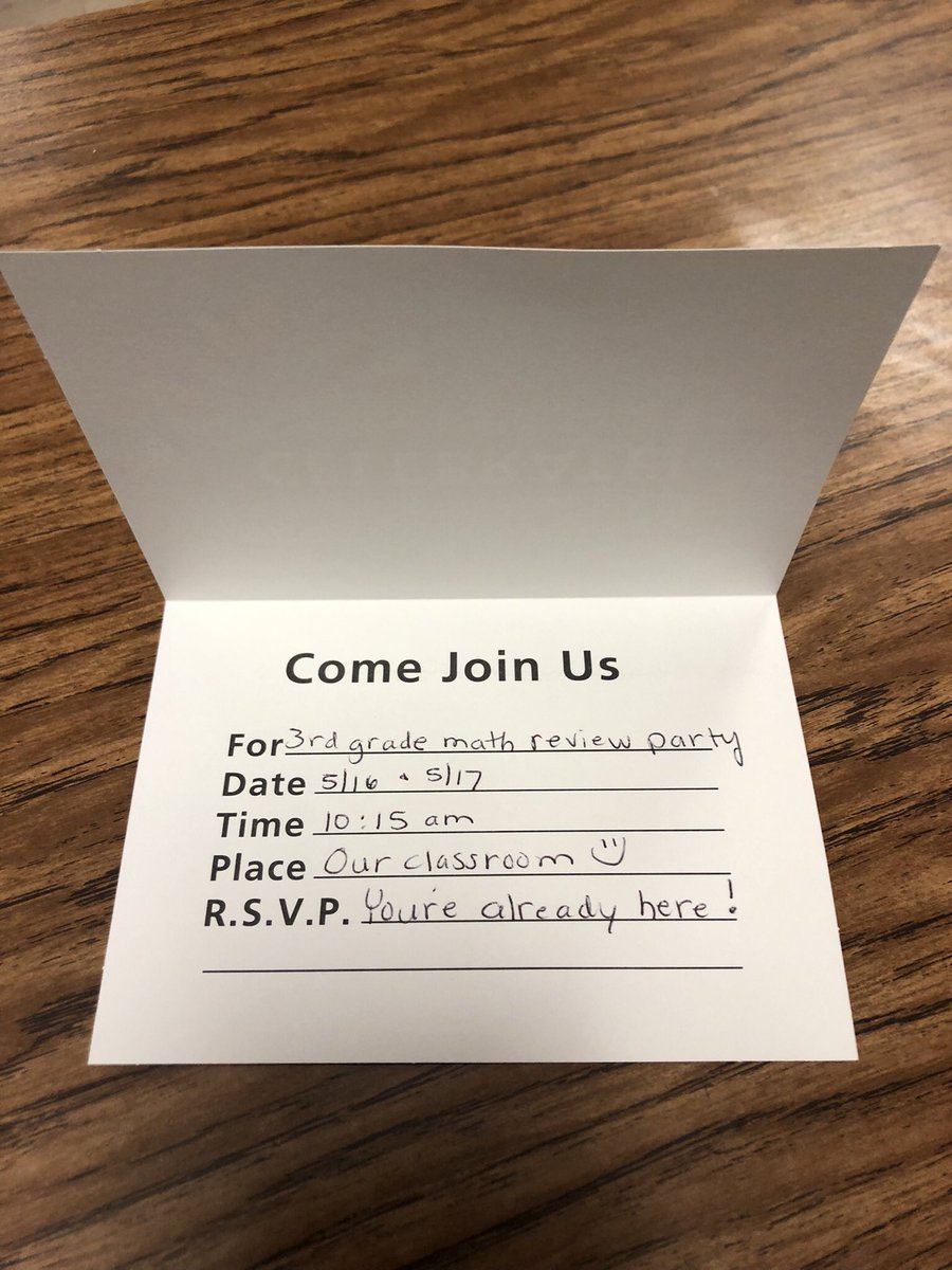 _Tfantkacik's tweet photo. Few days before math sol testing, what do you do? Throw a party to review math skills, of course. There were invitations, party favors, silly costumes and yummy rewards for finishing 10 challenges. Huge shout out to my fave coworker for trying new ideas . #lcsedu @BedfordHillsES https://t.co/XPpywYgula