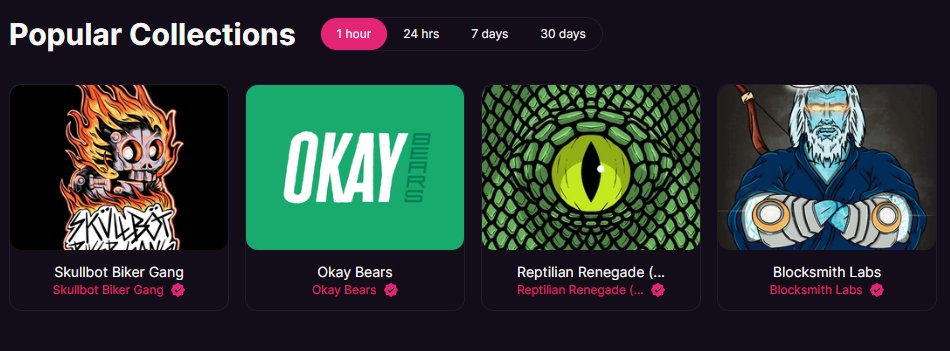 OK I SEE YOU <a href="/MagicEden/">Magic Eden 🪄</a> 

first they pass opensea in daily volume..

now they add a 1 hour interval to the popular charts!

SOLANA SUMMER IS IN FULL EFFECT