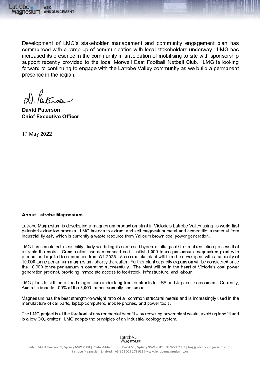 LMG_Magnesium's tweet photo. We’ve just released the following announcement to the market:

$LMG LMG Reaches Financial Close For Demonstration Plant

Full announcement at https://t.co/W5MHglfiib https://t.co/uivPbLaFiC