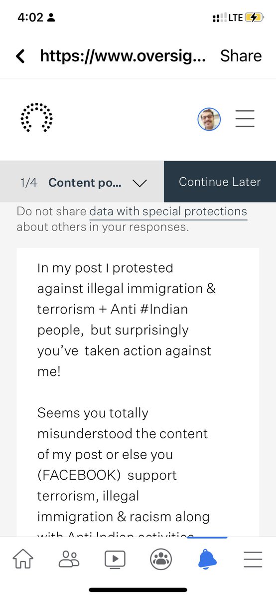 SaroopCKol's tweet photo. I appealed to #Facebook higher authorities as @Facebook @facebookapp as they have taken action against my #ProIndian #AntiTerrorism & Anti illegal immigration posts.
@PMOIndia
@MIB_India @HMOIndia @MEAIndia please look at this issue as FB is encouraging Anti #Indian activities. https://t.co/wRTlikeJ1m