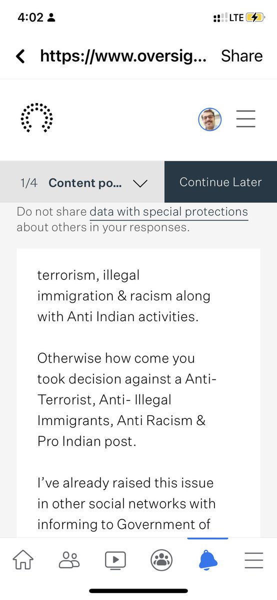 SaroopCKol's tweet photo. I appealed to #Facebook higher authorities as @Facebook @facebookapp as they have taken action against my #ProIndian #AntiTerrorism & Anti illegal immigration posts.
@PMOIndia
@MIB_India @HMOIndia @MEAIndia please look at this issue as FB is encouraging Anti #Indian activities. https://t.co/wRTlikeJ1m