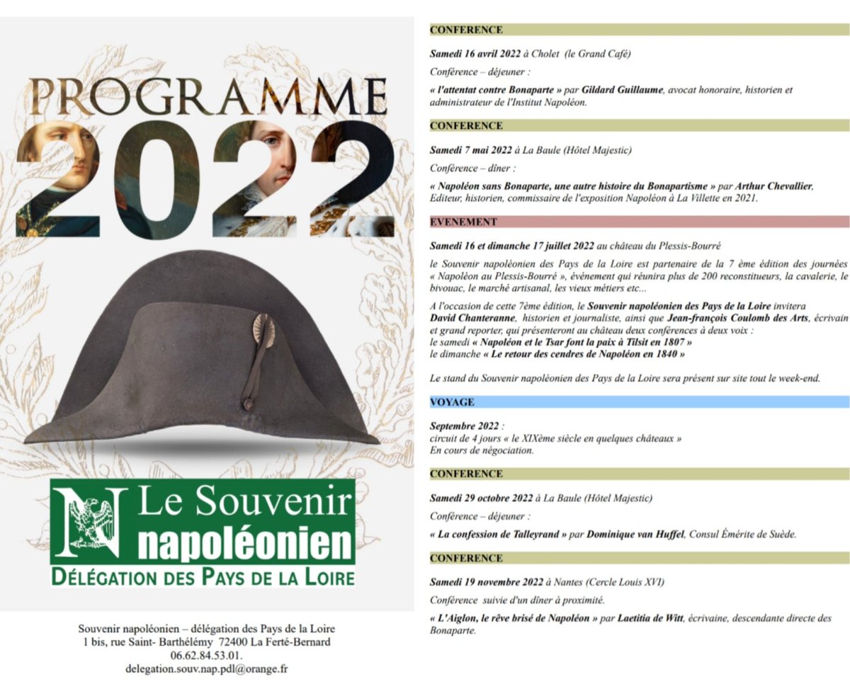 SN_PaysdeLoire's tweet photo. Demandez le programme ! 
@SN_PaysdeLoire @FondaNapoleon @AmisdeNapoleon3 @Museeguerre1870 @CFontainebleau @ChCompiegne @museemalmaison @InstitutNapo @MuseeArmee https://t.co/RucWEeqh1y