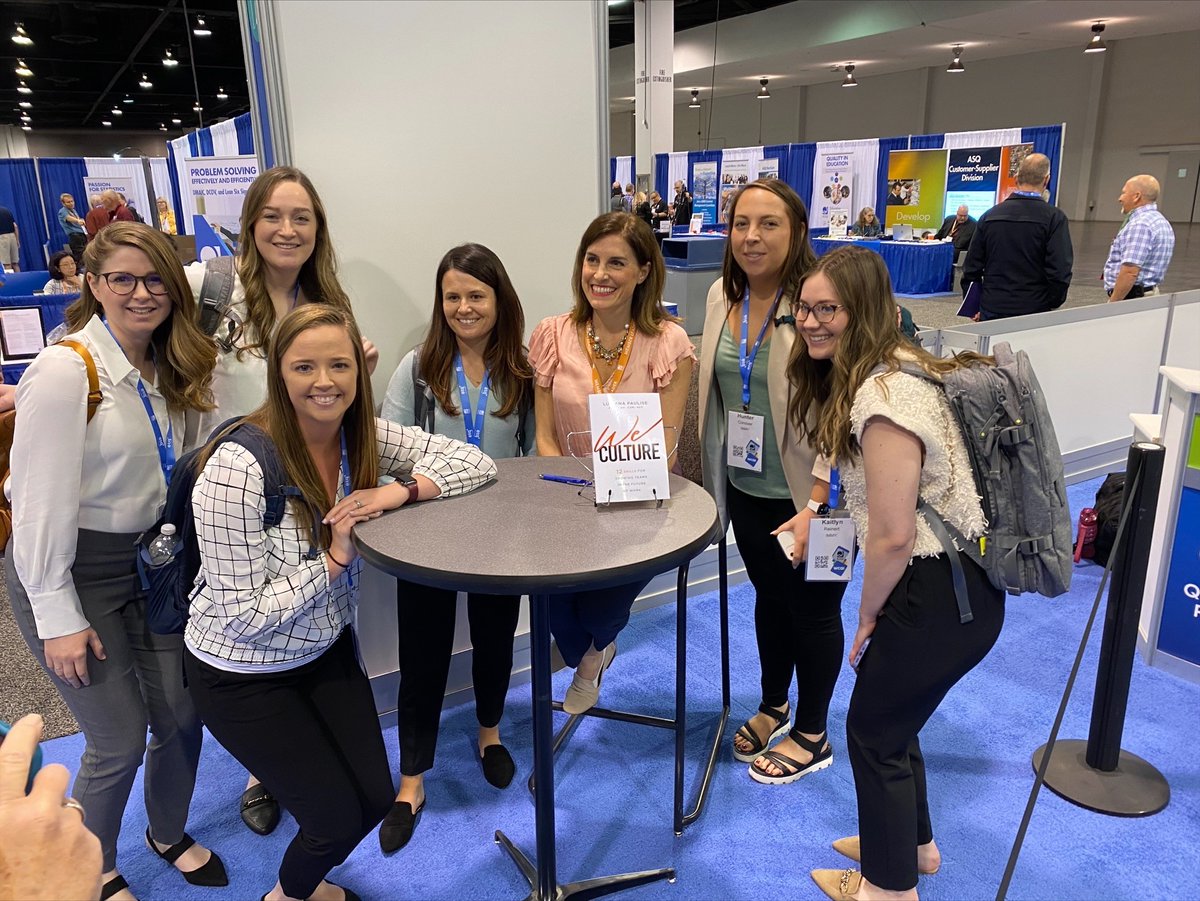 ASQ's tweet photo. Luciana Paulise signs copies of her book, "We Culture: 12 Skills for Growing Teams in the Future of Work," after presenting at #WCQI2022. https://t.co/xPFdV3GbA2 https://t.co/lzAlTRGxOn