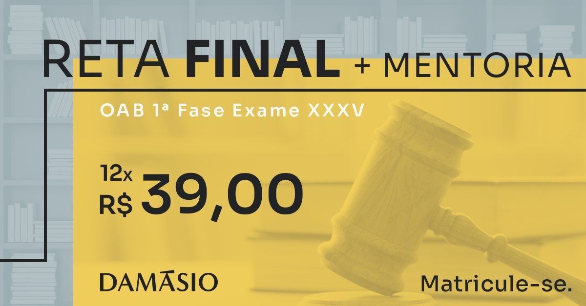 ⛔ Reta Final OAB⛔

Uma oportunidade muito especial está esperando por você que sonha em ser aprovado na OAB, o curso Reta Final Exame XXXV.

#damasiobrusque
📲 (47) 3355-1511 (WhatsApp)

#oab #examedeordem #direito #juridico #damasio #brusque #unifebe