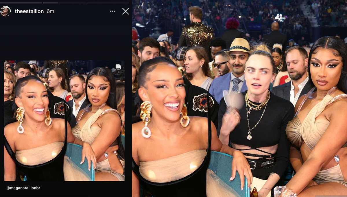 MainPopGirlsPH's tweet photo. Megan cropping Cara Delevingne out of that photo with her and Doja is so funny for no reason. https://t.co/sm5nW5xVgk