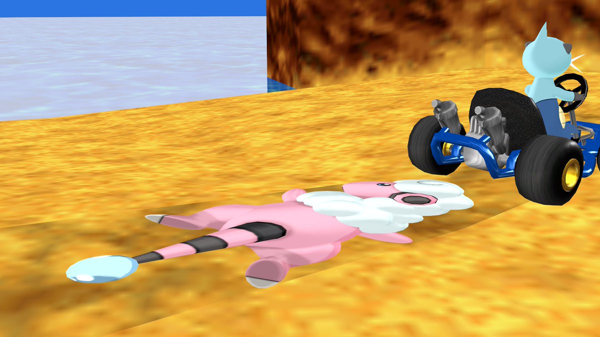 SquishyLeafeon's tweet photo. Probably not a good idea to be on foot in a kart racer! https://t.co/IgGNi0mCN0