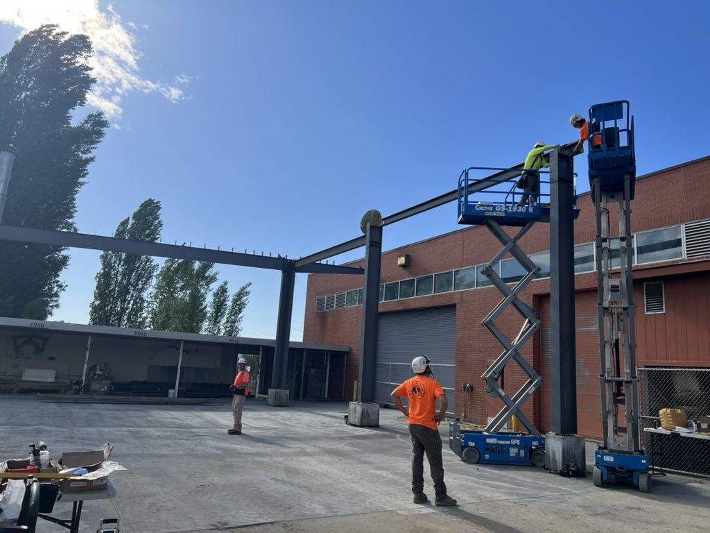 Our new covered work area for our <a href="/wwschools/">WW Public Schools</a> CTE programs at #WaHi is going up! <a href="/BondWwps/">WWPSBond</a> #deliveringonourpromise #CTE