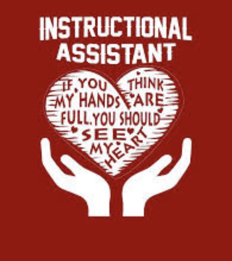 We're HIRING - We are currently looking to hire instructional assistants for the 2022-2023 school year. If you, or someone you know, are interested in working part-time (about 21 hours a week), please call me or DM a me.