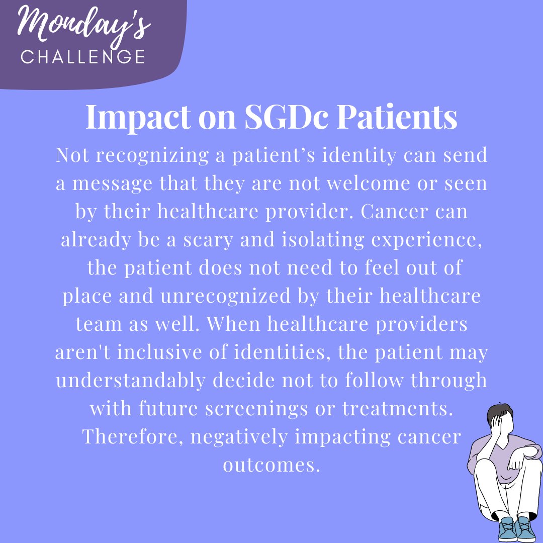 PMChosenFamily's tweet photo. This week's #MondaysChallenge is about including #genderidentities! It's always important to respect & include patients' #identies in their #cancercare. Doing so can help improve their outlook on #healthcare & their #cancer outcomes! @Dr_SchulzQuach #genderidentity #SOGI #queer https://t.co/e12JbNgOaC