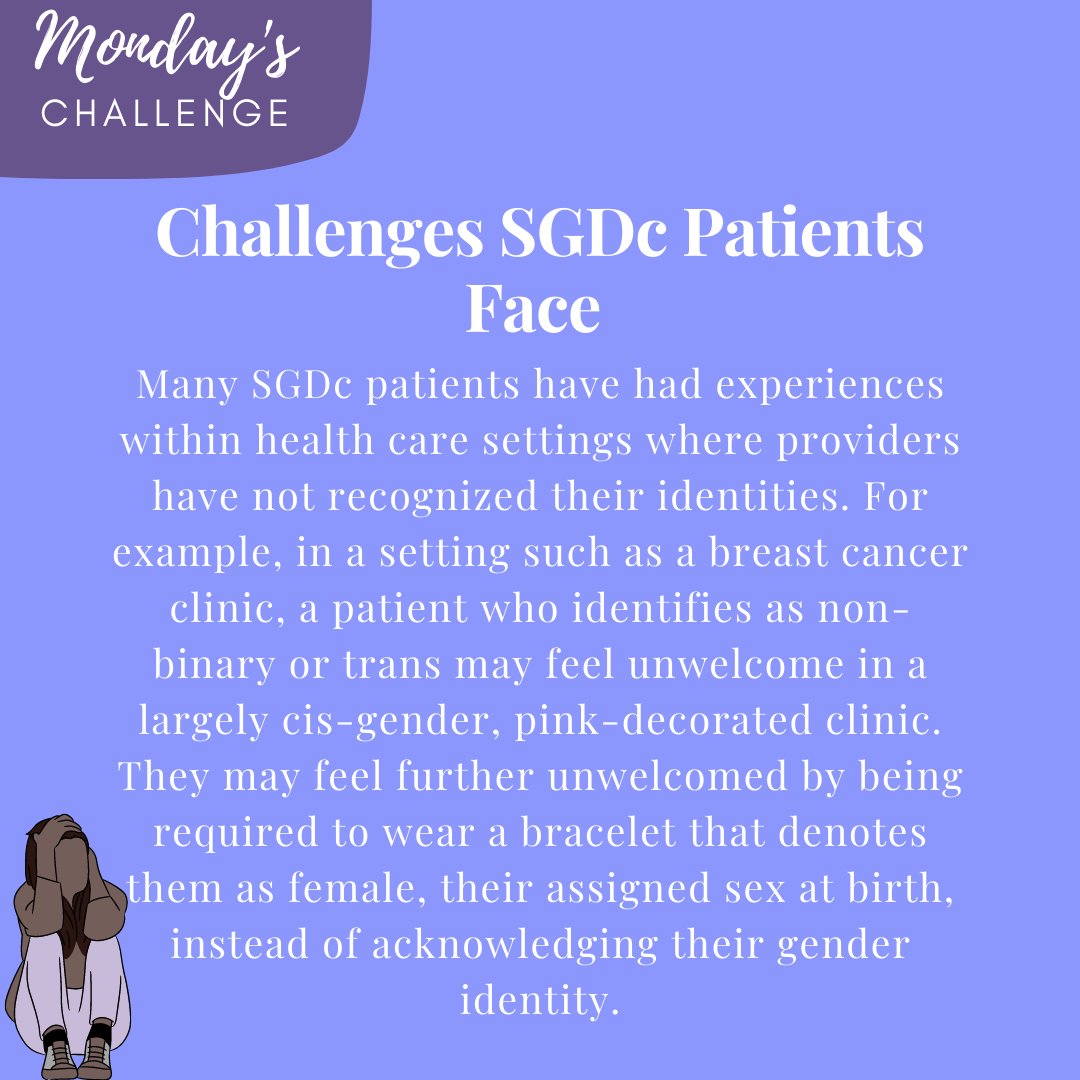 PMChosenFamily's tweet photo. This week's #MondaysChallenge is about including #genderidentities! It's always important to respect & include patients' #identies in their #cancercare. Doing so can help improve their outlook on #healthcare & their #cancer outcomes! @Dr_SchulzQuach #genderidentity #SOGI #queer https://t.co/e12JbNgOaC