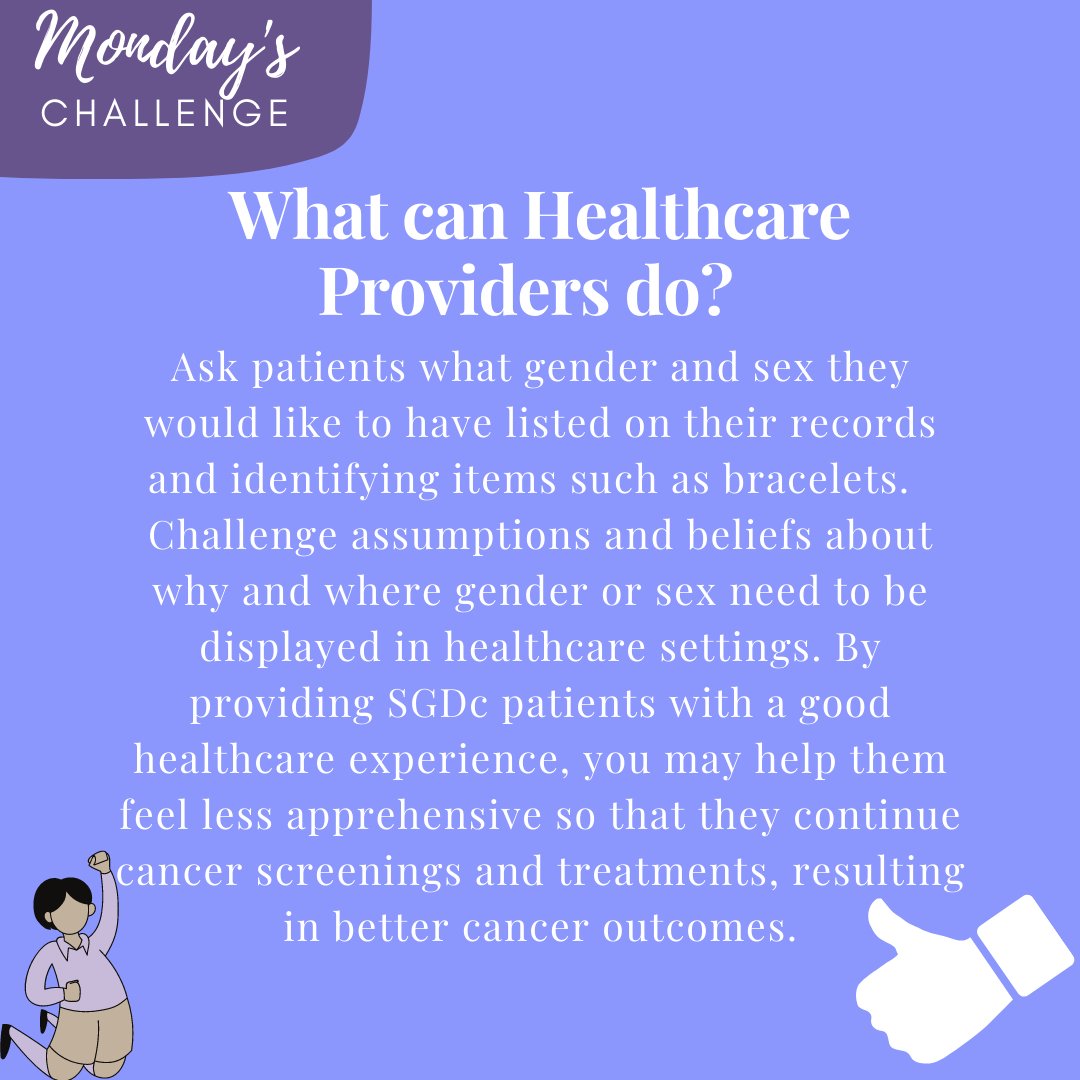 PMChosenFamily's tweet photo. This week's #MondaysChallenge is about including #genderidentities! It's always important to respect & include patients' #identies in their #cancercare. Doing so can help improve their outlook on #healthcare & their #cancer outcomes! @Dr_SchulzQuach #genderidentity #SOGI #queer https://t.co/e12JbNgOaC