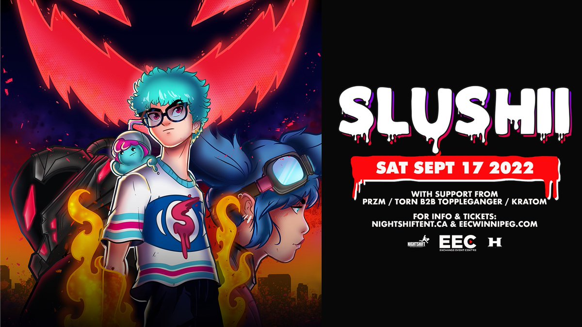 HecticEvents's tweet photo. 🔥🚨 @SlushiiMusic | EEC 9.17 🚨🔥

Slushii's #EvacuationResponseUnitTour is coming to the Winnipeg w/ local support: @przmofficial @djtornofficial @toppleganger1 @KRATOMMUSIC

// tickets on sale now!
→ https://t.co/o5aoScx5u6 https://t.co/VnoW5KX1Ac