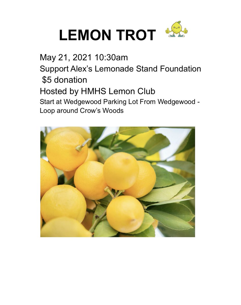 hmhslemonclub's tweet photo. Come out for a walk on Saturday 5/21 and support @HaddonfieldHS Lemon Club https://t.co/W8ngMKLPcP