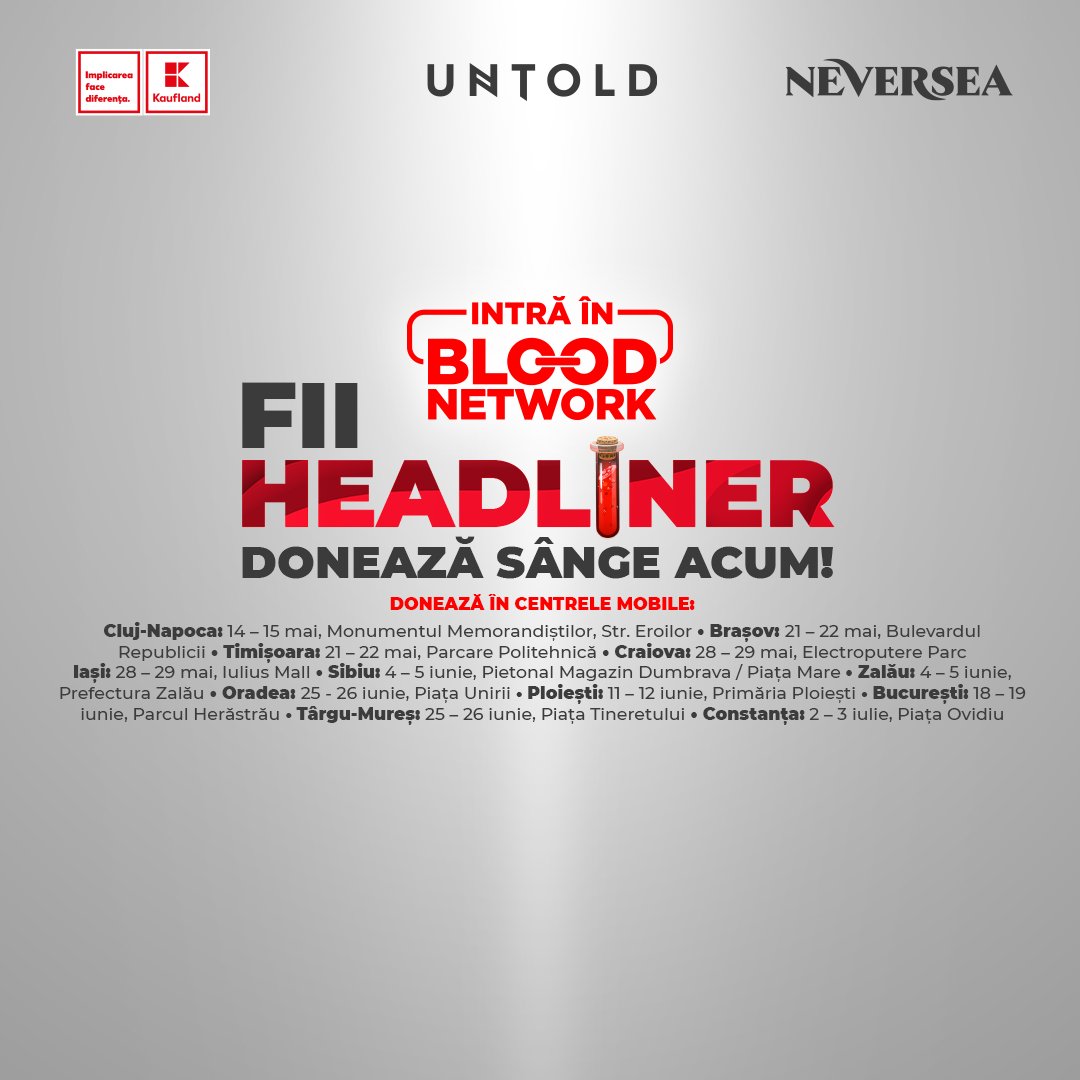 marcohoessl's tweet photo. We are once again proudly supporting the #BloodNetwork campaign, rewarding all those who donate blood at the mobile caravan with a shopping voucher in #Kaufland stores. You will also receive an UNTOLD or NEVERSEA ticket from our partners! https://t.co/xfMWmmhQ4E