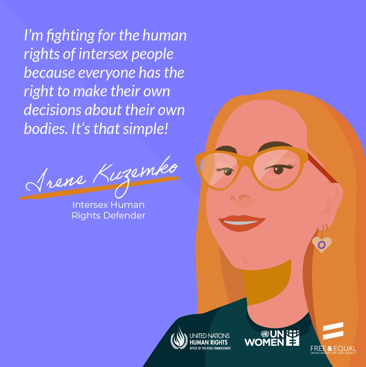 Irene Kuzemko, a devoted #intersex human rights defender from Ukraine and Russia demands respect for everyone’s bodily integrity – intersex people included. #IStandWithHer – will you? #AllWomen #StandUp4HumanRights #IWD2022'