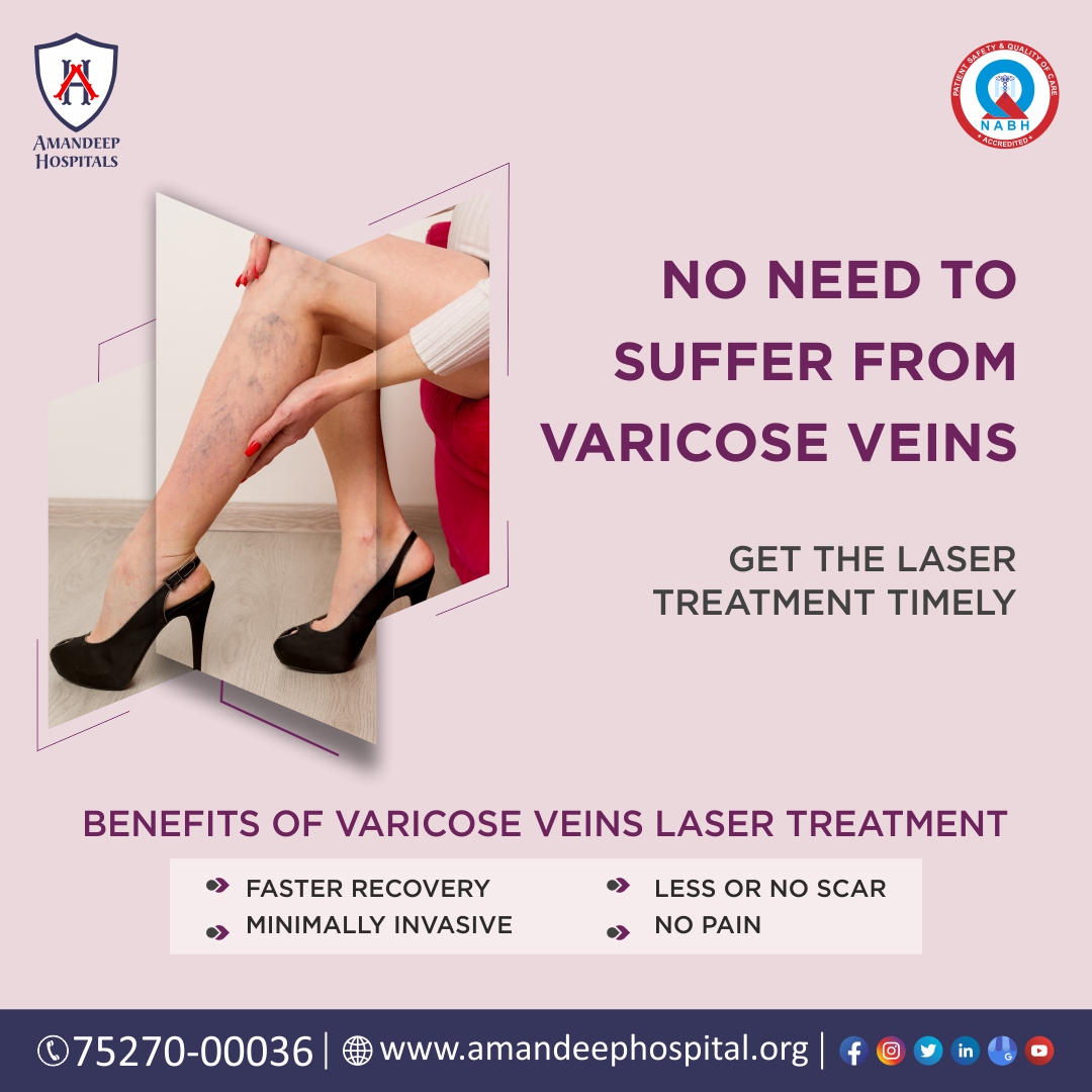 amandeephspl's tweet photo. The road to great legs is paved with laser. #Laser treatment is the most suitable solution for getting rid of #varicoseveins. And it is much #lesspainful than you think.
Say goodbye to varicose veins. Schedule an #appointment at #AmandeepHospital today! https://t.co/X2m9YZlPQa