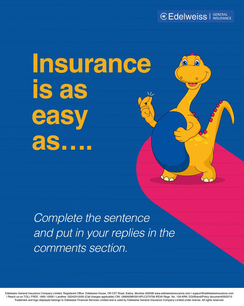 hi_zuno's tweet photo. We’ll go first…
“Insurance is as easy as blowing bubbles!”
Get creative with your answers and share them in the comments below.
#EGI #PolicyDocument #TheEasyInsurance #HealthInsurance #GeneralInsurance #MotorInsurance https://t.co/MamLlteKYa