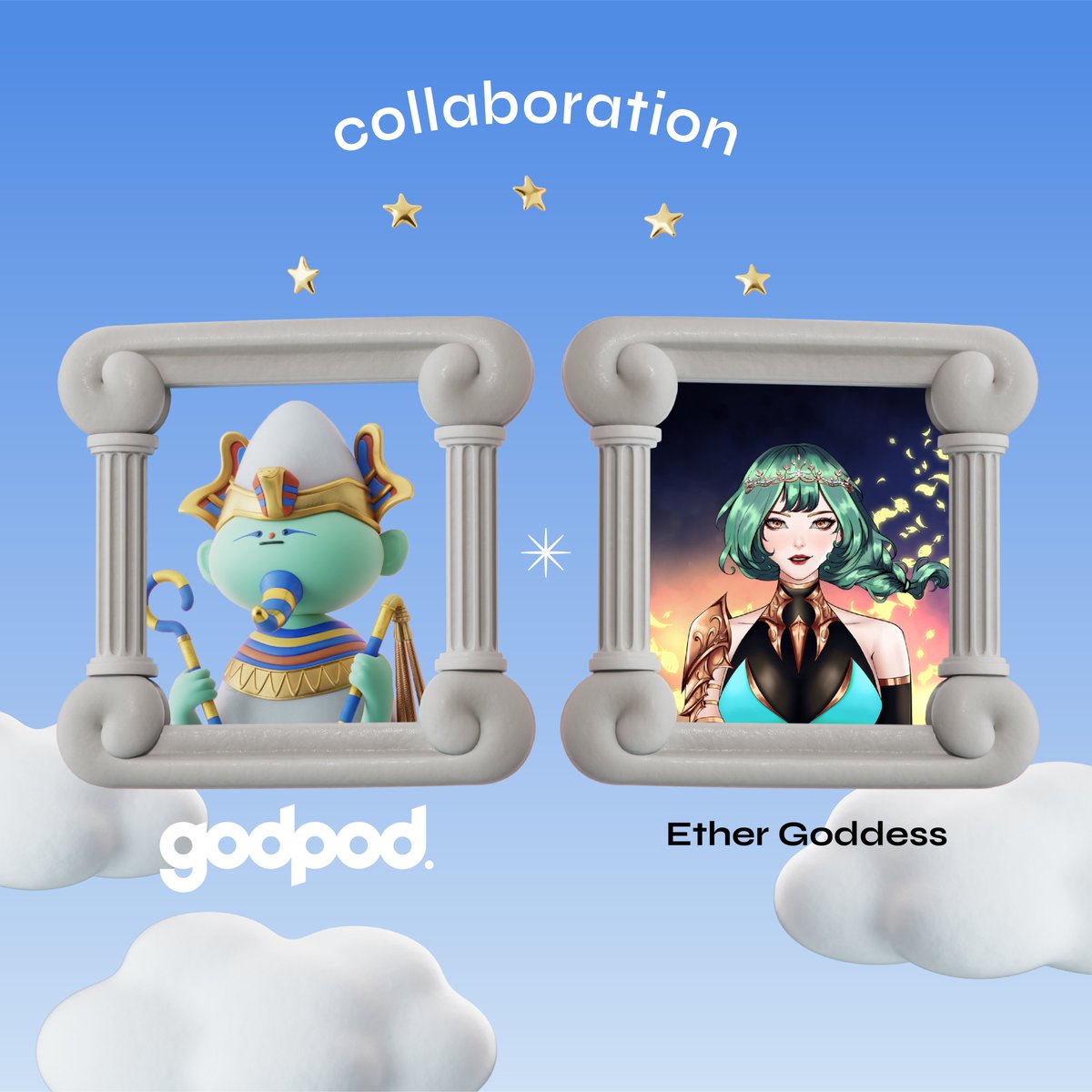 godpod_official's tweet photo. [ godpod👼  x Ether Goddess 👸] 

🎁 5 x  @godpod_official WL 
🎁 5 x   @ethergoddessnft WL 
enter
1 . Follow twitter @godpod_official &amp; @ethergoddessnft
2. Like &amp; RT
3. Tag 3 frens

⏰Time: 48H
#NFT #NFTCollection  #NFTGiveaway https://t.co/yEGc4RdMQf