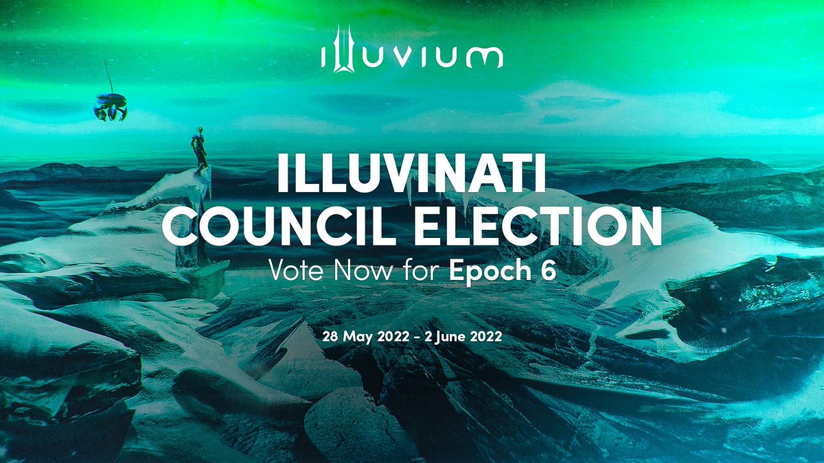 illuviumio's tweet photo. Epoch 6 Illuvinati Council Election is officially open 🗳️

*Nomination Period: 17 May - 24 May (4 AM UTC)*

Details in Discord:  https://t.co/O3rLvIoDjz

*Voting Period: 28 May - 2 June (4 AM UTC)*

All $ILV holders have the power to nominate candidates and vote in the election https://t.co/a39EHucICK