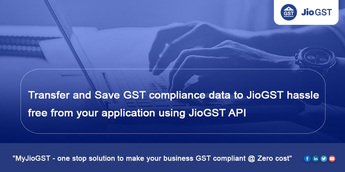 JioGST's tweet photo. Transfer and save GST compliance data to #JioGST hassle free from your application using JioGST API. Click here to file the returns on the #JioGST cloud application: https://t.co/gangB2oltl https://t.co/yCQNLGEoUk