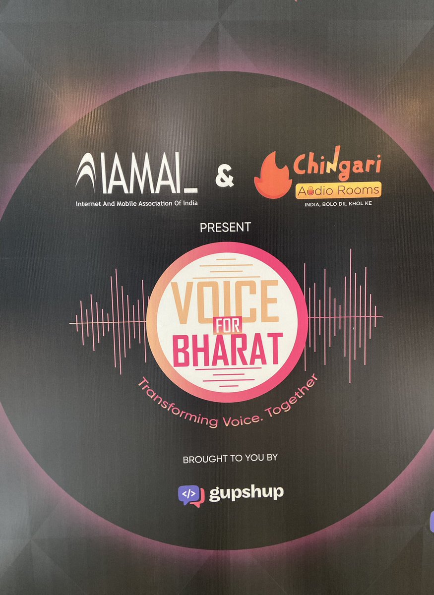 Chingari_IN's tweet photo. We are giving a voice to 150M+ Indians and more, come and join us in our step to launch the next revolution in the audio space at Sahara Star, 11:00 am onwards @IAMAIForum 
#IAMAI #VoiceforBharat #Chingari #GARI #Voicetech https://t.co/zEbo1SPlYL