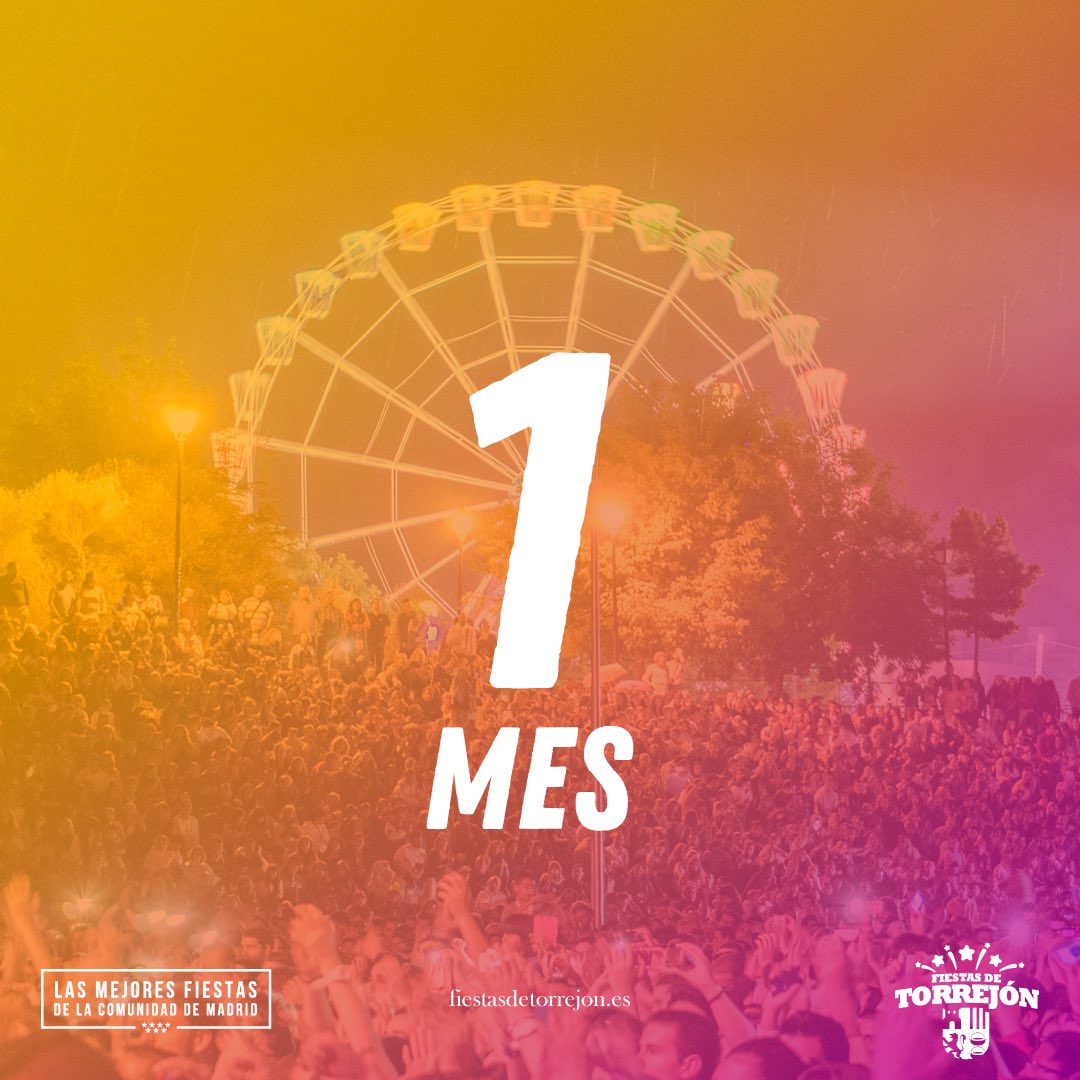 FiestasTorrejon's tweet photo. Después de todo, después de tanto… ¡FALTA 1 MES! 

#fiestasdetorrejon #Torrejon https://t.co/kXZJxnHTO0