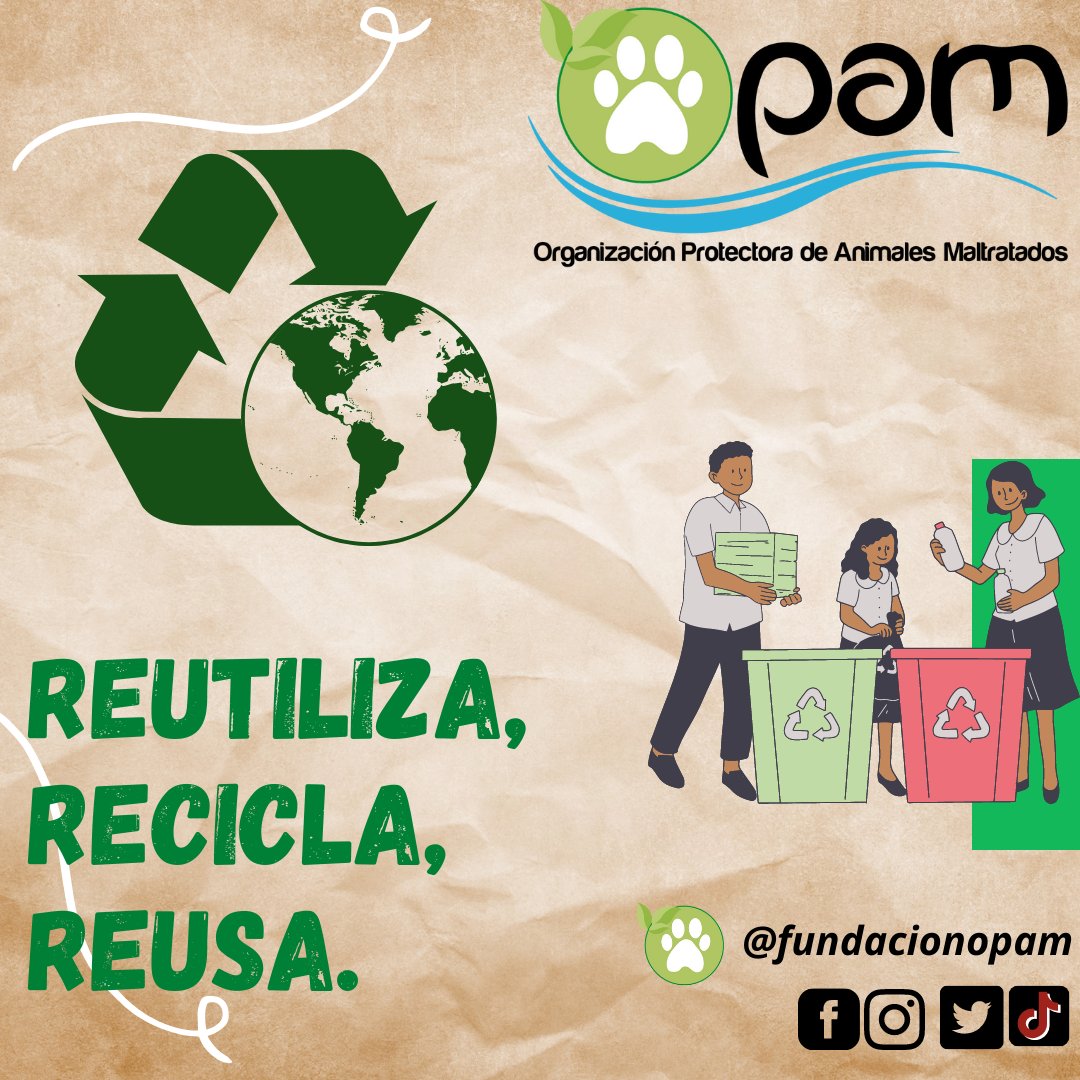 FundacionOPAM's tweet photo. 🚮Sabías que, hoy se celebra el 🥳 #DíaMundialDelReciclaje ♻️
Sensibilizar a la sociedad sobre la importancia de separar adecuadamente los residuos, y darles una nueva utilidad.
🧩¿En tu casa reciclan? Cuéntanos en los comentarios 👇🏻
#YoSoyOpam #Reciclaje #YoCuidoElPlaneta https://t.co/0cHxmRhSR7